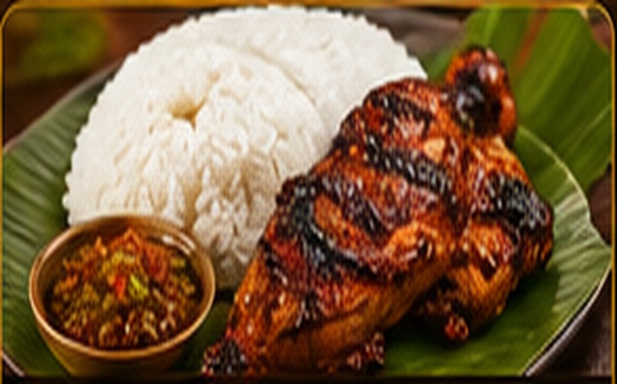 Paket ayam bakar dan nasi